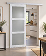 GD MENUISERIES - Porte Coulissante Kenya Blanc Vitrée H204 x L73 cm, Rail Alu, Coquilles blanc - vignette
