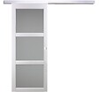 GD MENUISERIES - Porte Coulissante Kenya Blanc Vitrée H204 x L73 cm, Rail Alu, Coquilles blanc - vignette