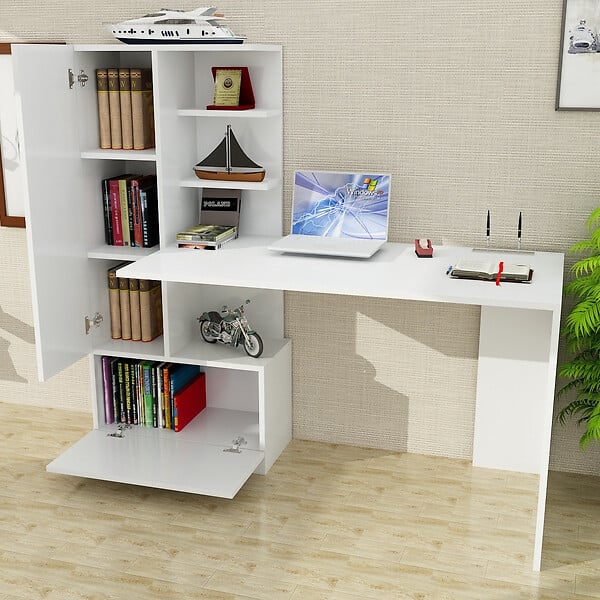 HABITAT ET JARDIN - Bureau en bois "Domingos" - 149 x 61 x 73 cm - Blanc - large
