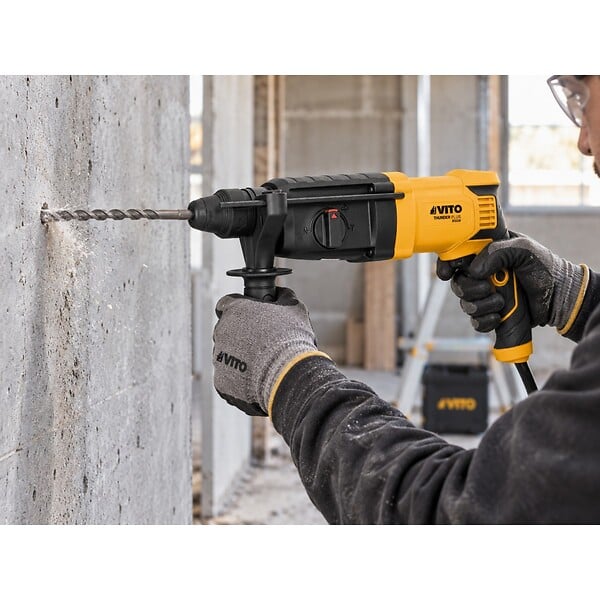 VITO - Marteau perforateur 850W SDS-Plus 3,5J 4 fonctions Perçage Béton 26mm 3 forets + 2 burins inclus VITO - large