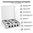 INTEC - Plaque de cuisson gaz 4 feux 8000W Réchaud à gaz portable Blanc Gaz Butane ou Propane Bruleurs grille Fonte amovibles INTEC - vignette