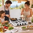 INTEC - Plaque de cuisson gaz 4 feux 8000W Réchaud à gaz portable Blanc Gaz Butane ou Propane Bruleurs grille Fonte amovibles INTEC - vignette