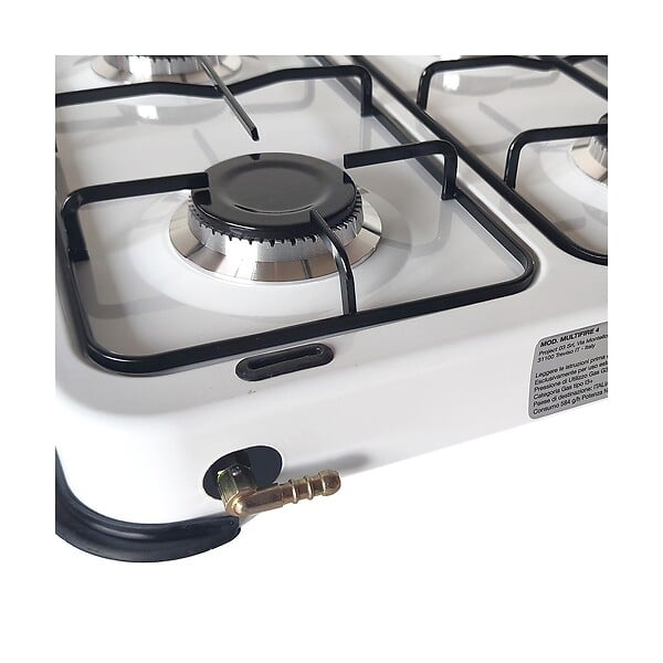 INTEC - Plaque de cuisson gaz 4 feux 8000W Réchaud à gaz portable Blanc Gaz Butane ou Propane Bruleurs grille Fonte amovibles INTEC - large