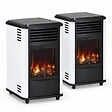 SAHARA - Pack 2 Poêles à gaz 3.4KW Manhattan Blanc Effet feu de bois 3 niveaux de chauffe 40-80m2 Sahara - vignette