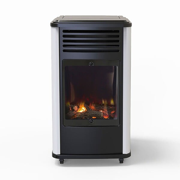 SAHARA - Pack 2 Poêles à gaz 3.4KW Manhattan Blanc Effet feu de bois 3 niveaux de chauffe 40-80m2 Sahara - large