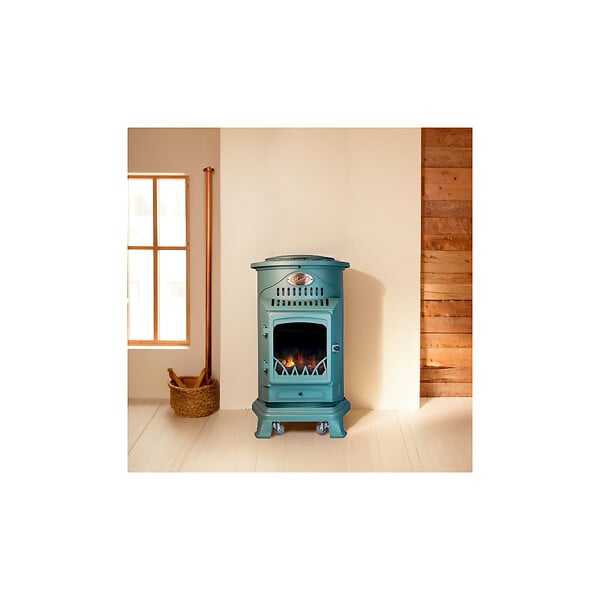 SAHARA - Pack de 2 Poêles à gaz Provence Vert en fonte 3,4KW Effet feu de bois Chauffage d'appoint gaz sur roues Sahara - large