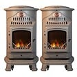 SAHARA - Pack de 2 poêles à gaz Provence Marron 3,4 kW Fonte Effet feu de bois Chauffage d'appoint sur roulettes Sahara - vignette