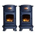 SAHARA - Pack de 2 Poêles à gaz Bleu Nuit Provence en fonte 3,4KW Effet feu de bois Chauffage d'appoint gaz sur roues Sahara - vignette