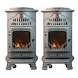 SAHARA - Pack de 2 poêles à gaz Provence gris 3,4 kW en Fonte Effet feu de bois Chauffage d'appoint sur roulettes Sahara - vignette