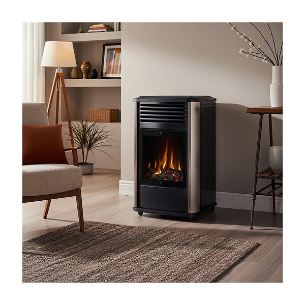 SAHARA - Pack 2 Poêles à gaz 3.4KW Manhattan Noir Effet feu de bois 3 niveaux de chauffe 40-80m2 Sahara - large