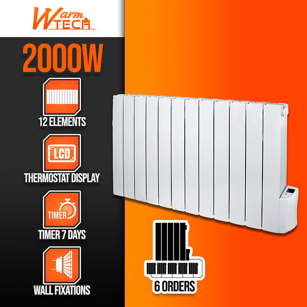 WARM TECH - Radiateur a inertie fluide 2000W 12 éléments - large