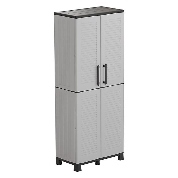 ARTPLAST - Armoire de rangement 2 portes 4 Etagères 68 x 37 x H169 cm 4 pieds Grise Artplast - large