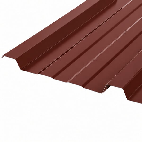 MCCOVER - Plaque nervurée acier galvanisé laqué 900/25 Rouge 8012, ep.0.5 mm, l.90 cm, L.200 cm - large