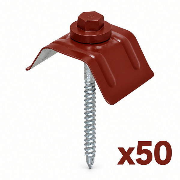 MCCOVER - Kit 50 fixations pour plaque acier nervurée 900/25 Rouge 8012, Unités - 50 pièces - large
