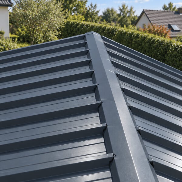 MCCOVER - Faîtière crantée 2,1 m 180 x 180 mm pour plaque nervurée acier 900/25 Gris anthracite RAL 7016, L.210 cm - large