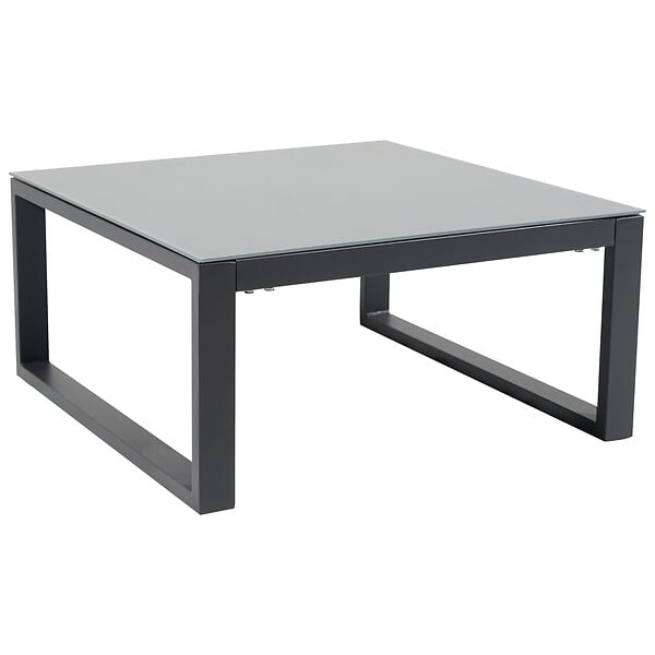 HAPPY GARDEN - Salon de jardin modulable IBIZA en tissu gris 4 places - aluminium anthracite - large