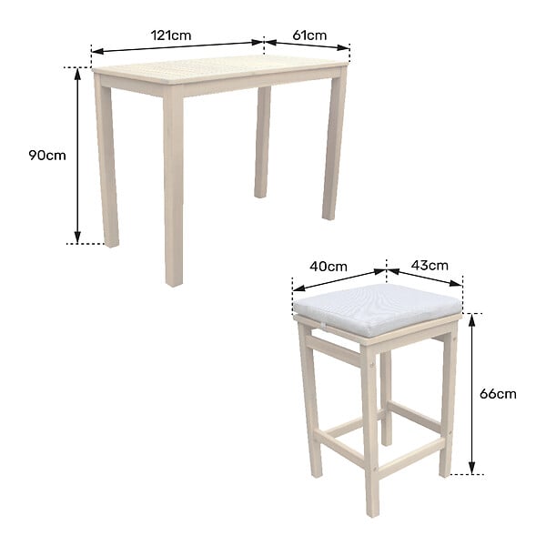 HAPPY GARDEN - Mange debout ARUBA en acacia massif 4 places - coussins sable - large