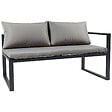 HAPPY GARDEN - Salon de jardin modulable IBIZA en tissu gris 7 places - aluminium anthracite - vignette
