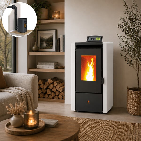 EMAFLAM - Poêle à granulés Étanche EMMA 6 kW + kit conduit ventouse - - large