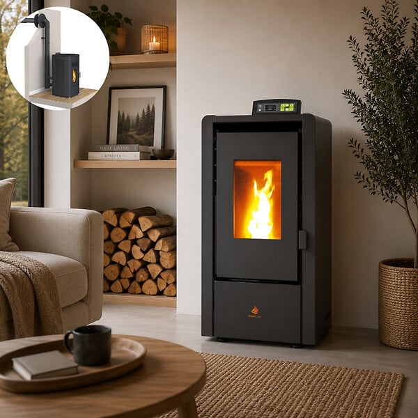 EMAFLAM - Poêle à granulés Étanche EMMA 6 kW + kit conduit ventouse - - large