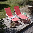 HAPPY GARDEN - Lot de 2 bains de soleil SARDINIA en textilène rose - structure blanche - vignette