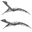 HAPPY GARDEN - Lot de 2 transats GALAPAGOS en textilène gris - aluminium gris anthracite - vignette
