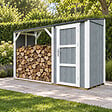 TIMBELA - Abri à bûches avec remise - l120 x L345 x H220 cm / 4,14 m² - Rangement extérieur pour bois de chauffage - TIMBELA M985-CAVERN STEEL - vignette