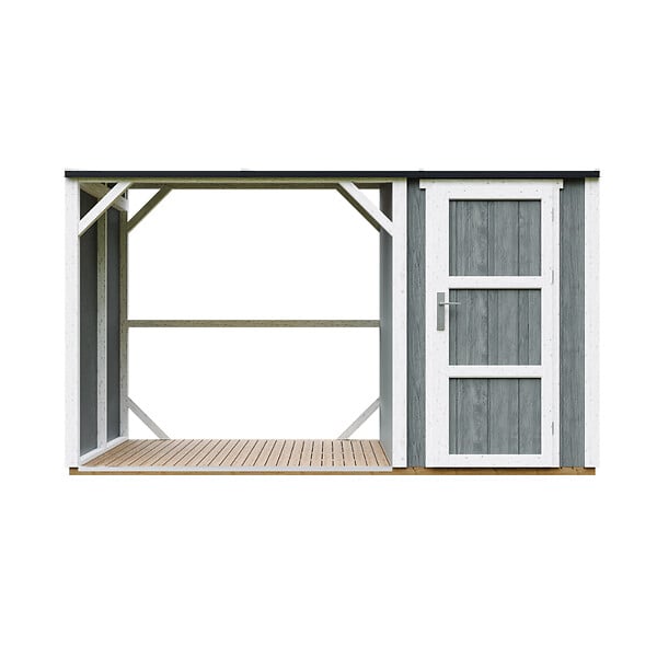 TIMBELA - Abri à bûches avec remise - l120 x L345 x H220 cm / 4,14 m² - Rangement extérieur pour bois de chauffage - TIMBELA M985-CAVERN STEEL - large