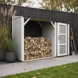 TIMBELA - Abri à bûches avec remise - l120 x L345 x H220 cm / 4,14 m² - Rangement extérieur pour bois de chauffage - TIMBELA M985-TUNDRA GREY - vignette