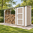 TIMBELA - Abri à bûches avec remise - l120 x L345 x H220 cm / 4,14 m² - Rangement extérieur pour bois de chauffage - TIMBELA M985-TERRA BROWN - vignette