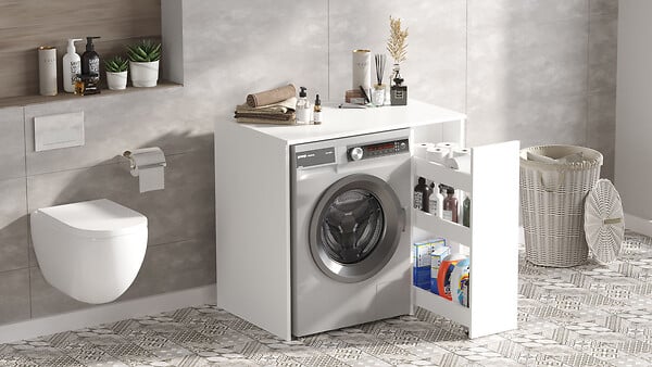 HABITAT ET JARDIN - Meuble pour machine à laver en bois "Tera" - 93 x 60 x 88 cm - Blanc - large