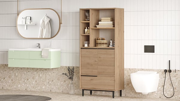 HABITAT ET JARDIN - Armoire en bois "Calvin" - 74 x 35 x 161 cm - Marron - large