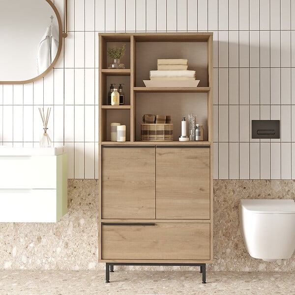 HABITAT ET JARDIN - Armoire en bois "Calvin" - 74 x 35 x 161 cm - Marron - large