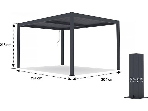 HABITAT ET JARDIN - Pergola bioclimatique en aluminium "Windsor" - 3 x 4 m - Anthracite - large