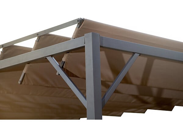 HABITAT ET JARDIN - Pergola bioclimatique en tissu "Lodge" 3 x 4 m - Taupe - large