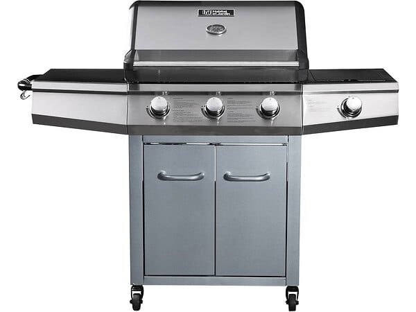 HABITAT ET JARDIN - Barbecue Gaz "Bingo 4" - 4 brûleurs dont 1 latéral - 14kW + Housse protection - Argenté - large