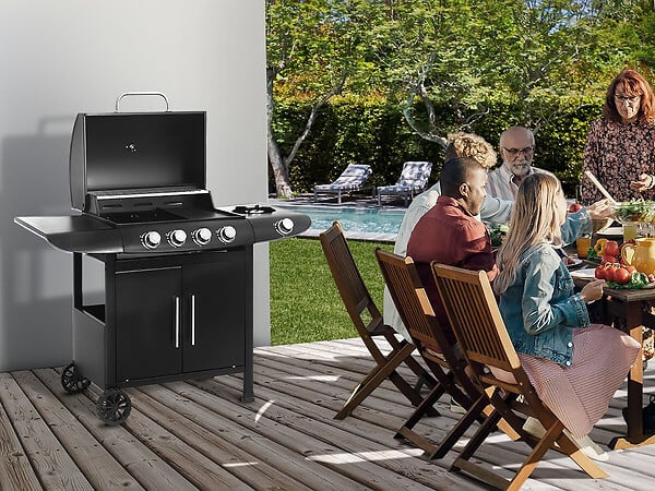HABITAT ET JARDIN - Barbecue gaz "Feria 5" - 5 brûleurs dont 1 latéral - 14,5 kw - Noir - large