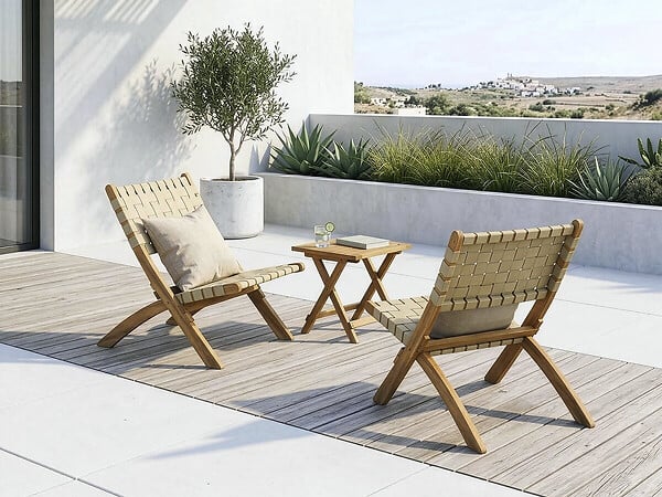 HABITAT ET JARDIN - Table basse de jardin pliante en bois "Portimao" - 40 x 40 x 40 cm - Marron - large