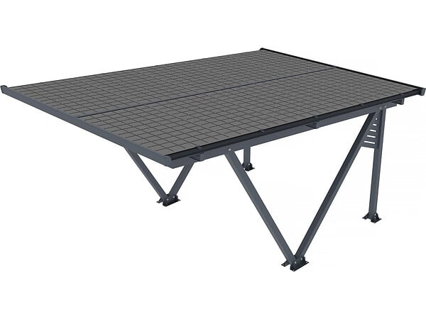 HABITAT ET JARDIN - Ombrière Carport solaire avec panneaux photovoltaïques - 366 x 575 x 366 cm - Gris - 4,1 kW - large