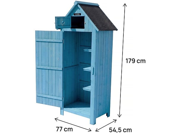 HABITAT ET JARDIN - Armoire de jardin "Cabanon" - 77 x 54.5 x 179 cm - Bleu ciel - large