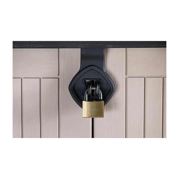 KETER - Coffre de jardin 880L Résine Beige / Marron Abri de rangement extérieur pour 2 poubelles 120L 2 portes KETER - large