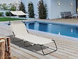 HABITAT ET JARDIN - Bain de soleil pliable "Lazy" - Avec pare soleil - Beige - vignette