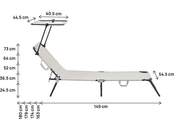 HABITAT ET JARDIN - Bain de soleil pliable "Lazy" - Avec pare soleil - Beige - large
