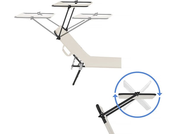 HABITAT ET JARDIN - Bain de soleil pliable "Lazy" - Avec pare soleil - Beige - large