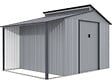 HABITAT ET JARDIN - Abri de jardin métal avec pergola "Madras" - 9.12 m² - 257 x 355 x 237 cm - Gris - vignette
