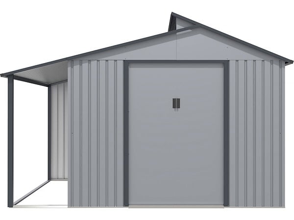 HABITAT ET JARDIN - Abri de jardin métal avec pergola "Madras" - 9.12 m² - 257 x 355 x 237 cm - Gris - large
