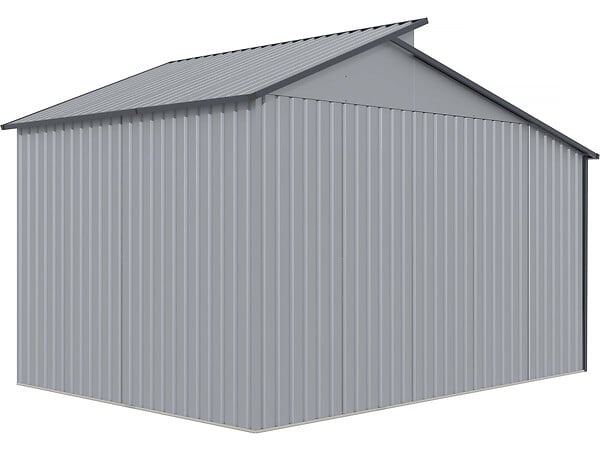 HABITAT ET JARDIN - Abri de jardin métal avec pergola "Madras" - 9.12 m² - 257 x 355 x 237 cm - Gris - large