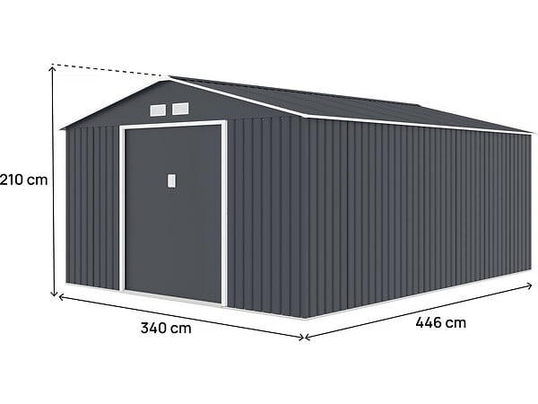 HABITAT ET JARDIN - Abri de jardin métal "Vegas"- 15 m² - Gris - large