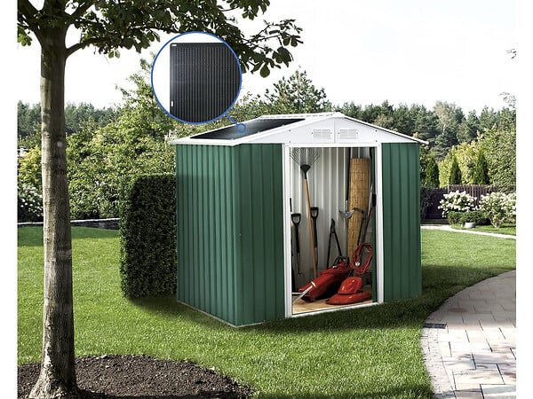 HABITAT ET JARDIN - Abri de jardin métal - "Rosas " - 2.71 m² avec panneaux solaires - Vert - large