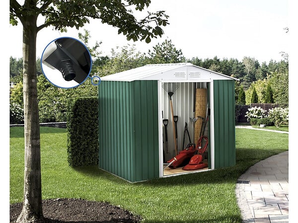 HABITAT ET JARDIN - Abri de jardin métal - "Rosas " -  2,71 m² avec gouttière - Vert - large